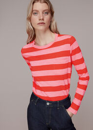 Crew Neck Stripe Pocket Top